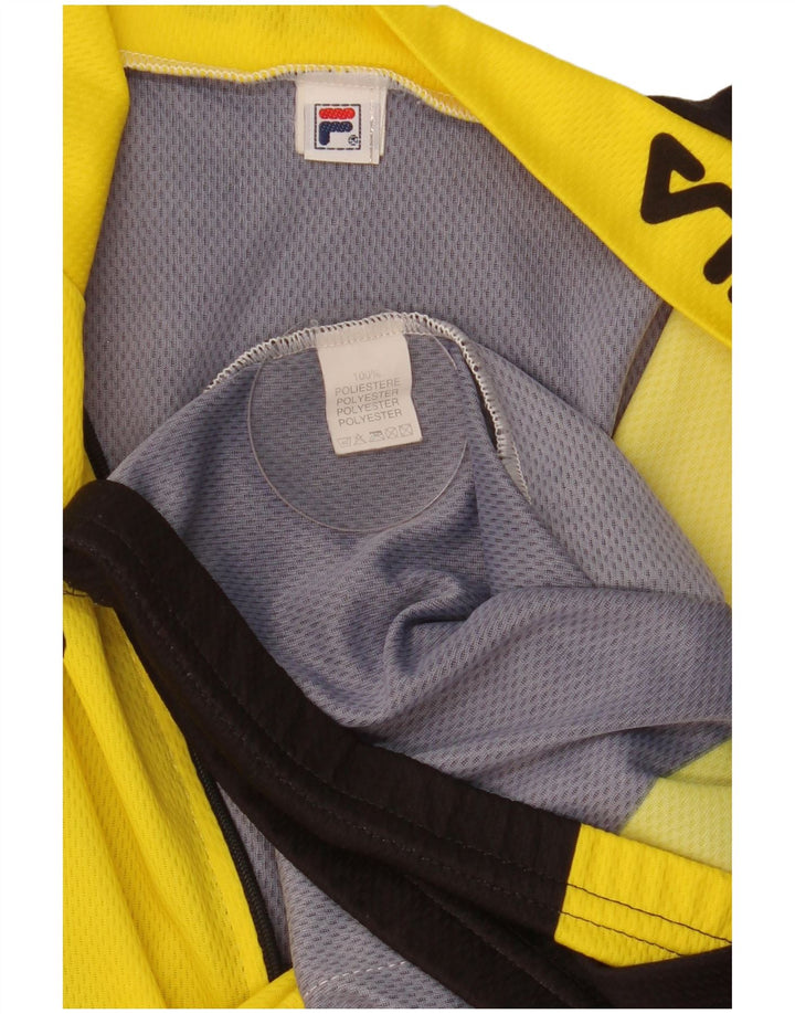 Fila Herre Grafisk Zip Neck Pullover Træningsdragt Top Stor Gul Colourblock