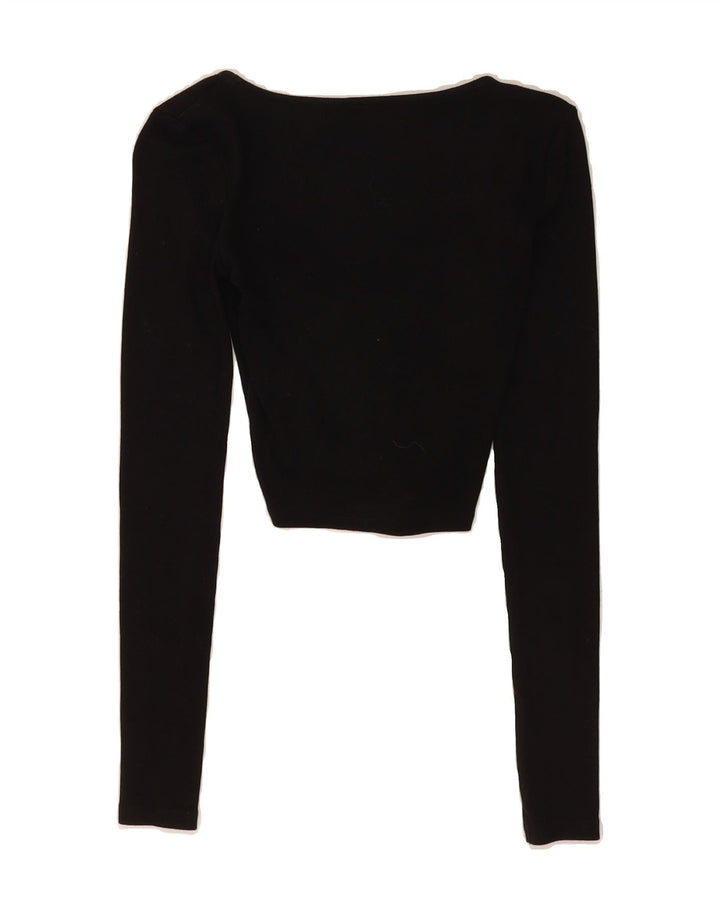 ZARA Womens Crop Top Long Sleeve UK 8 Small Black Vintage Zara and Second-Hand Zara from Messina Hembry 