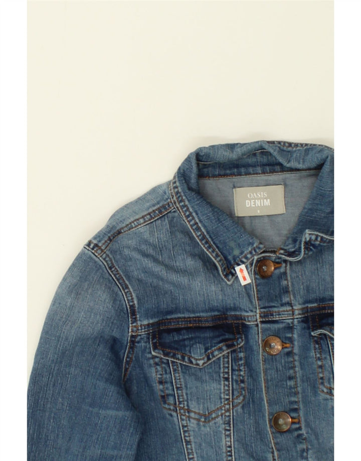 OASIS Womens Crop Denim Jacket UK 10 Small Blue Cotton Vintage Oasis and Second-Hand Oasis from Messina Hembry 
