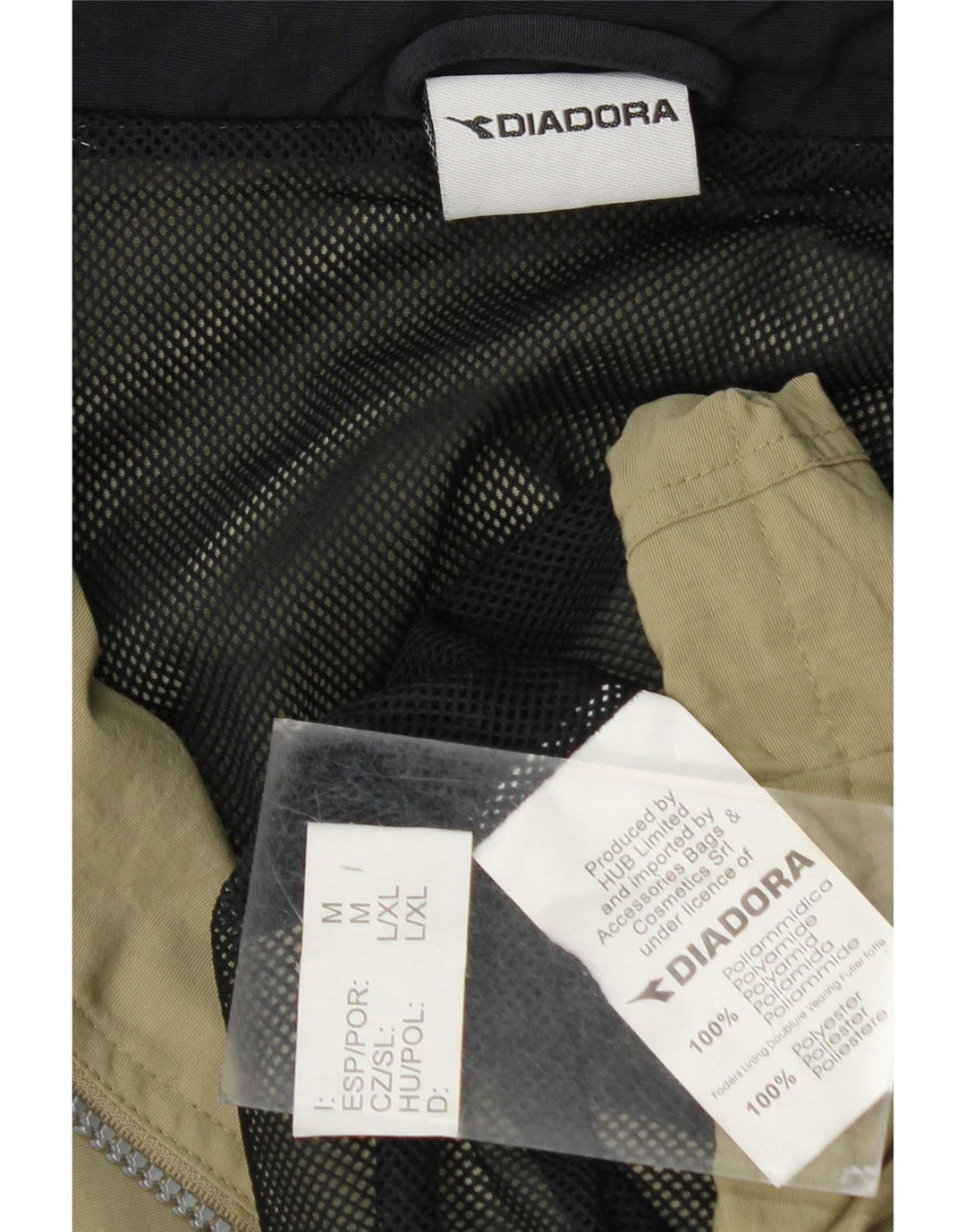 Diadora Regnjakke med hætte til mænd UK 38 Medium Khaki Polyamid