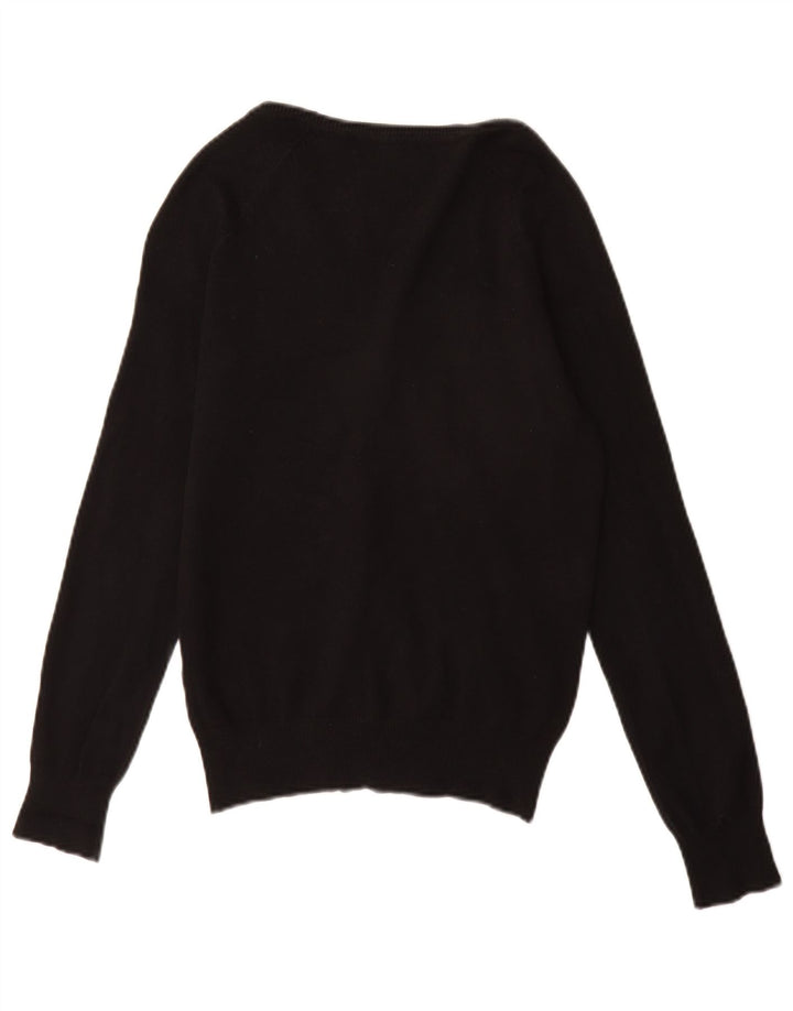 Zara Dame Cardigan Sweater UK 12 Medium Sort Bomuld