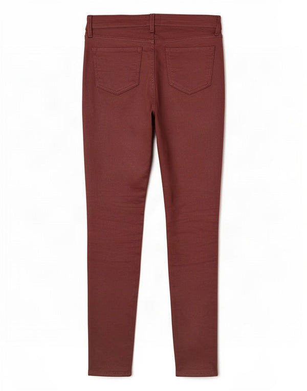 Gap Womens Waxed Skinny Casual Trousers US 10 Large W30 L30 Burgundy Cotton