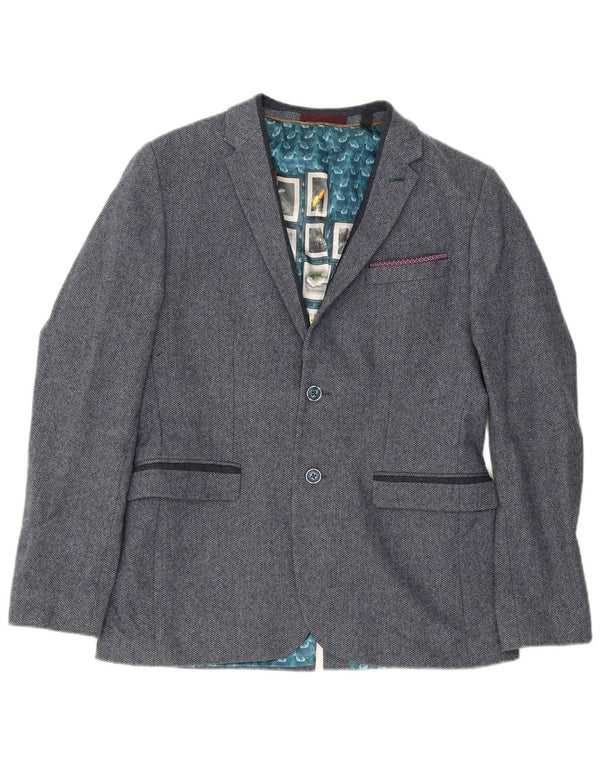 Ted Baker Herre 2-knaps blazerjakke str. 4 Large Marineblå sildeben