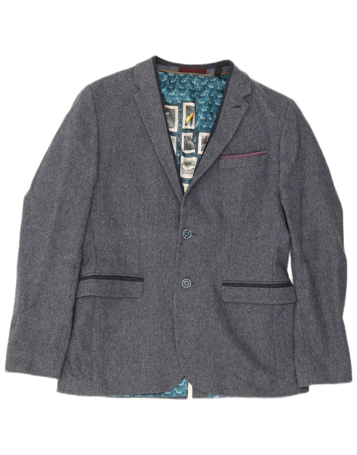 Ted Baker Herre 2-knaps blazerjakke str. 4 Large Marineblå sildeben