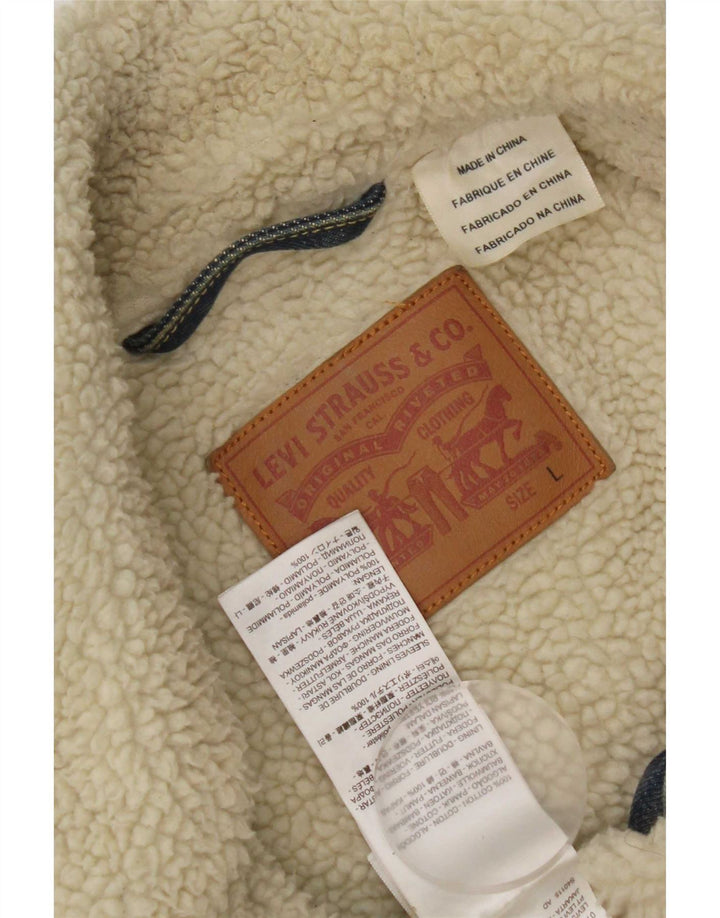 Levi's Herre Denim Sherpa Jacket UK 40 Large Blue Cotton