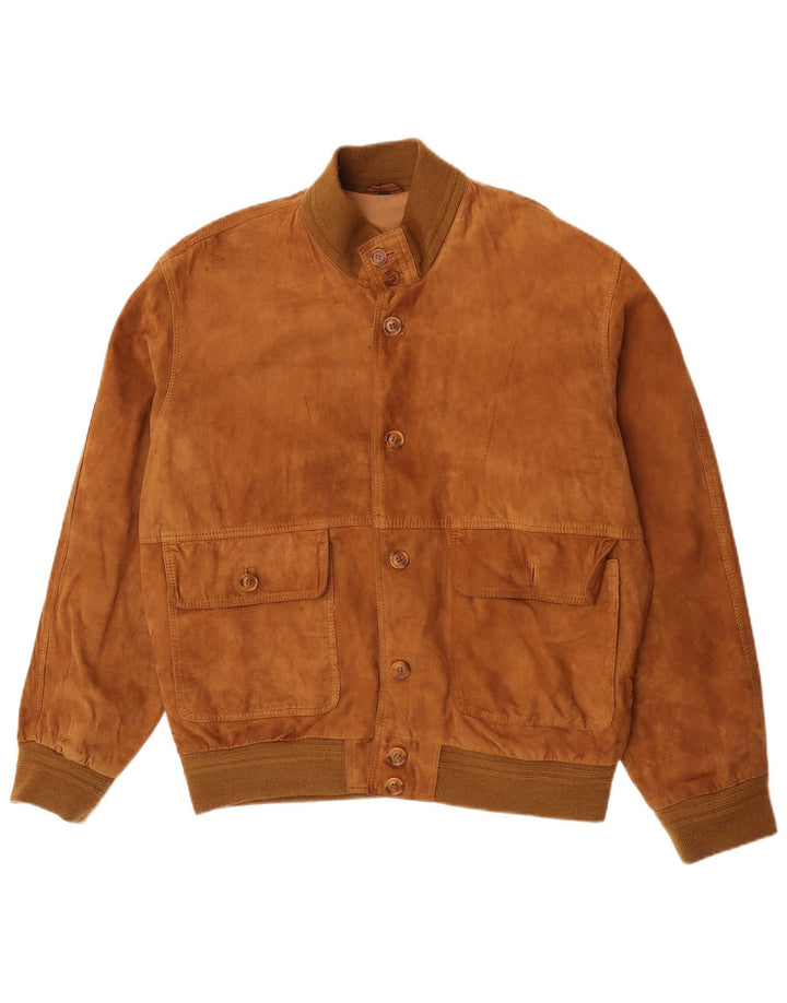 Vintage herre ruskind bomberjakke IT 54 2XL Beige