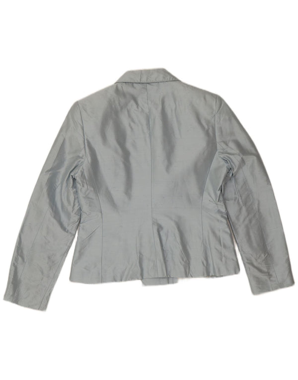 Dream Dame 2 Button Blazer Jacket UK 14 Large Blue Silk