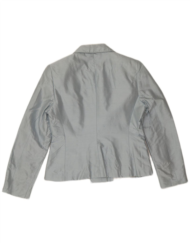 Dream Dame 2 Button Blazer Jacket UK 14 Large Blue Silk