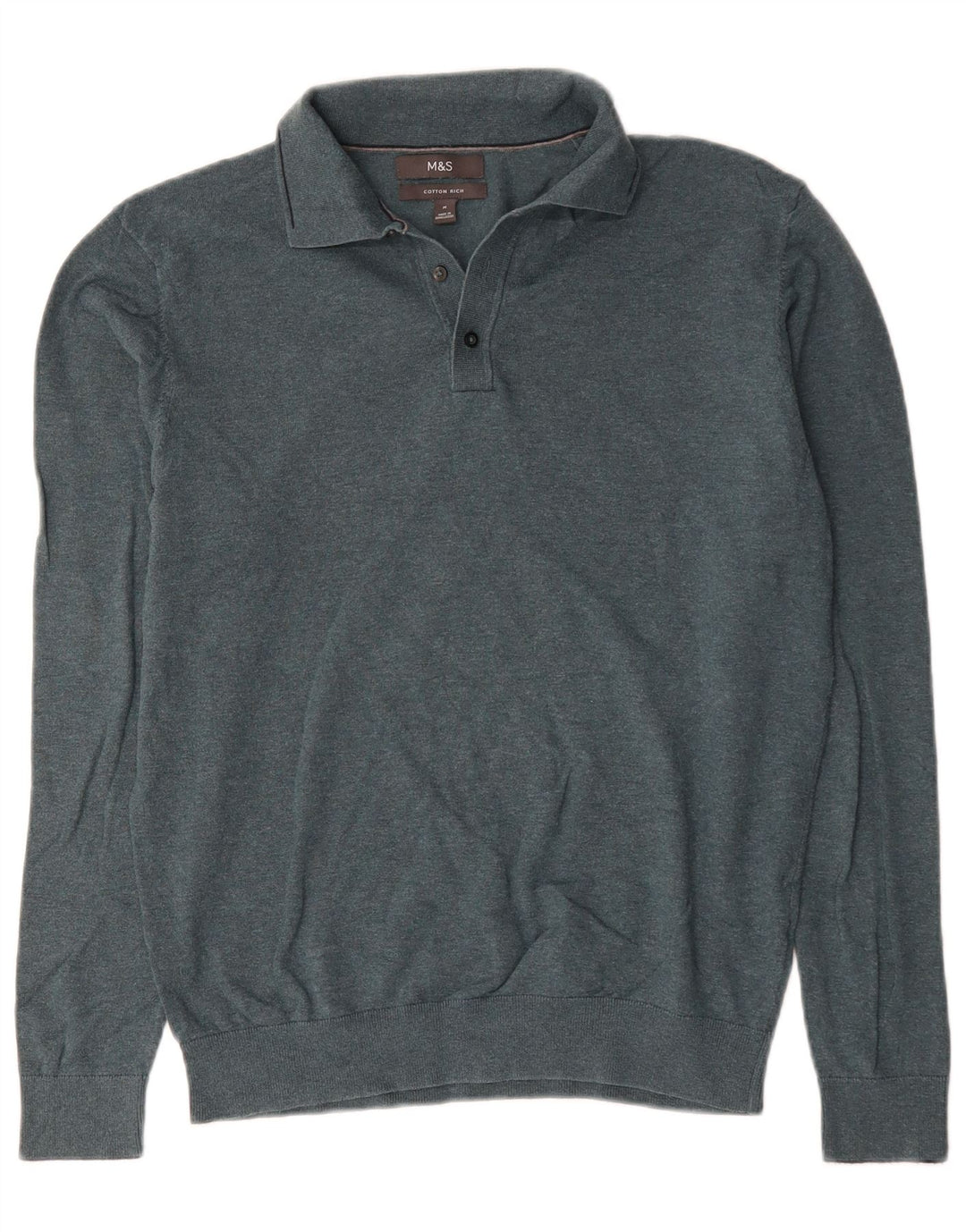 Marks & Spencer Herre Polo Neck Jumper Sweater Medium Grøn Bomuld