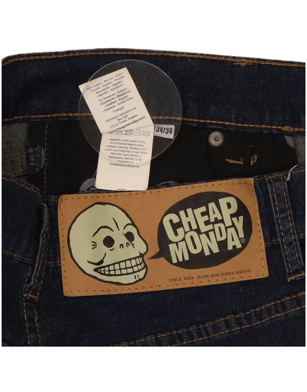 Billig mandag Dame Straight Jeans W34 L26 Marineblå Bomuld