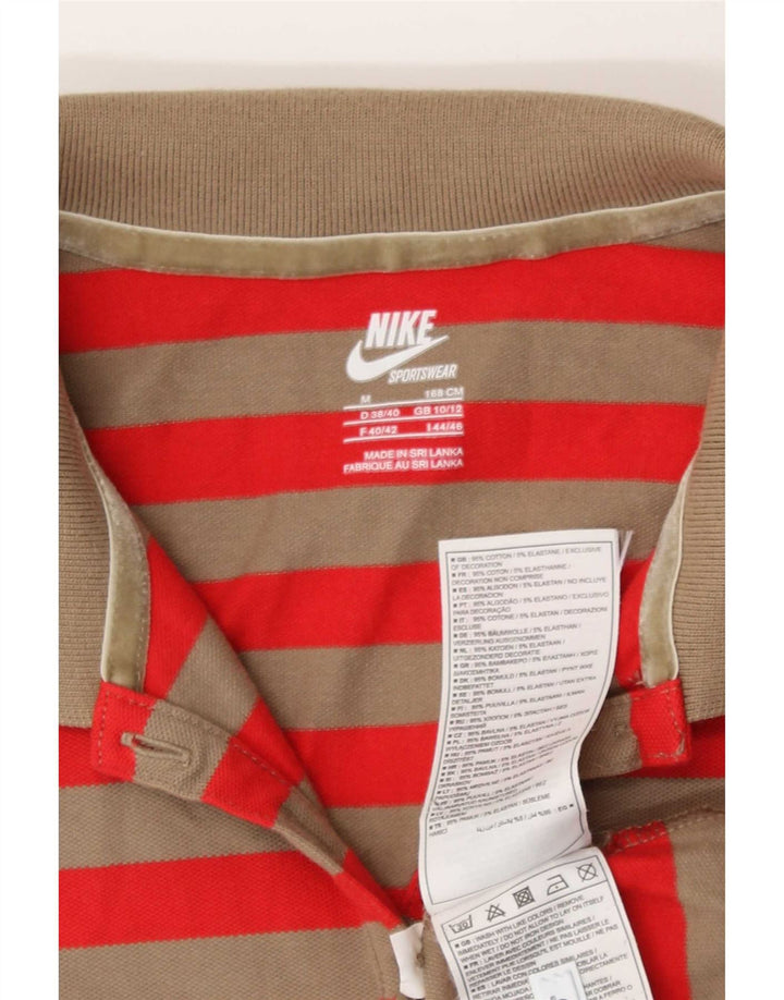 Nike Dame Polo Shirt UK 10/12 Medium Rød Stribet