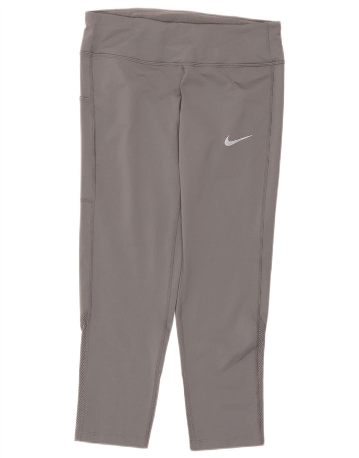 Nike Dame Dri Fit Capri Leggings UK 10 Small Grå Polyester