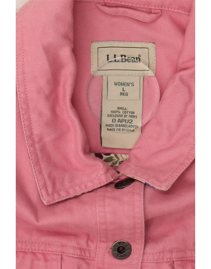 L.L.BEAN Womens Denim Jacket UK 16 Large Pink Cotton Vintage L.L.Bean and Second-Hand L.L.Bean from Messina Hembry 
