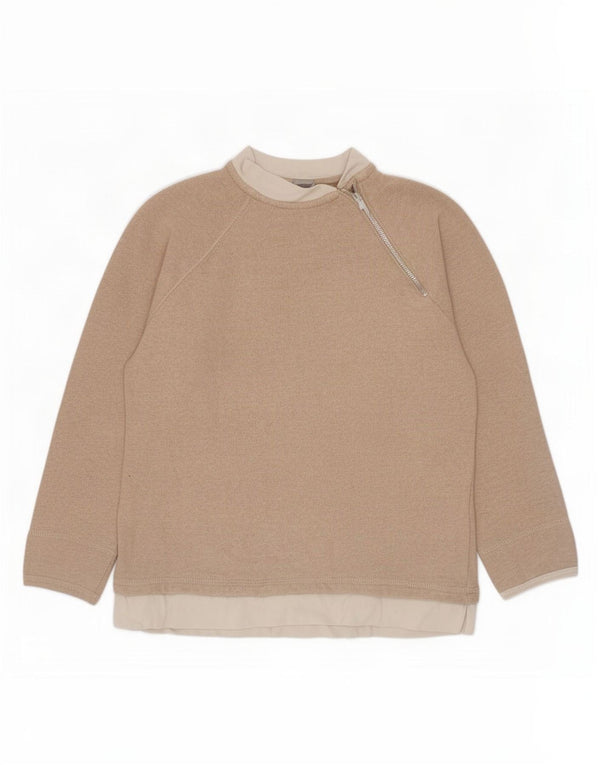 Burberry Girls Zip Neck Sweatshirt Jumper 5-6 år Beige Colourblock