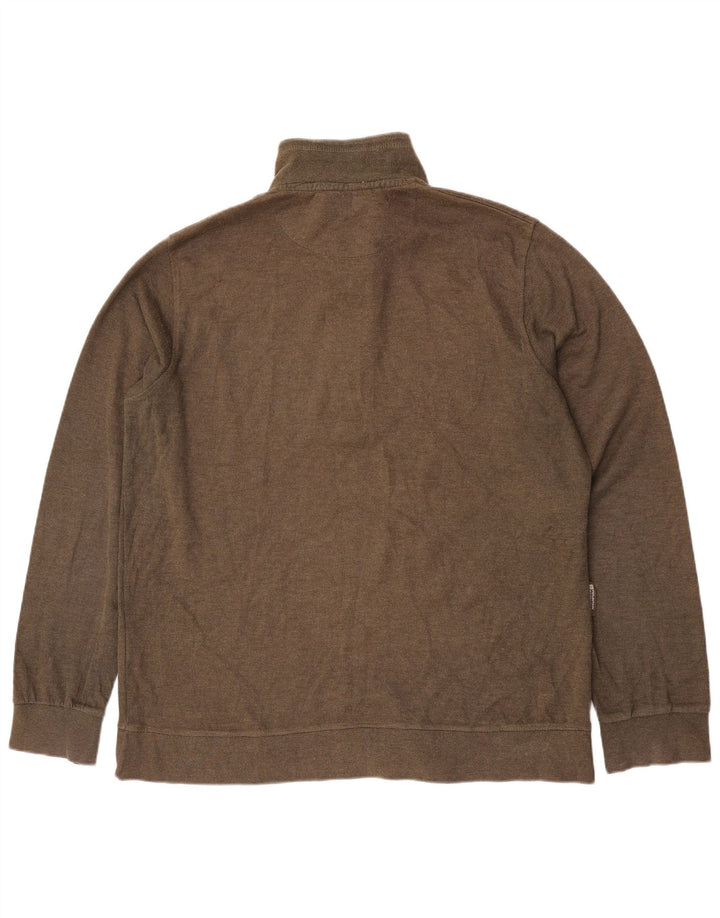 Mountain Warehouse Herre Zip Neck Sweatshirt Jumper 2XL Khaki Bomuld