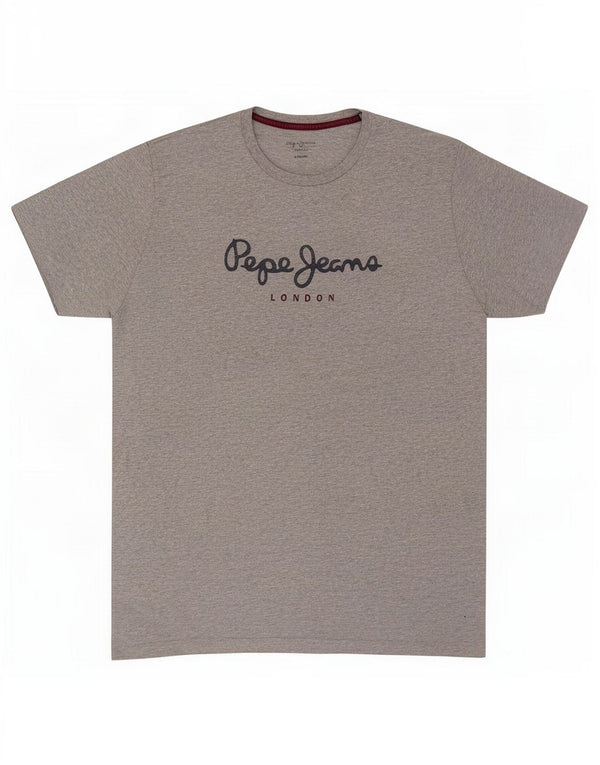 PEPE Jeans Mens Regular Graphic T-Shirt Top Medium Grey Flecked Cotton