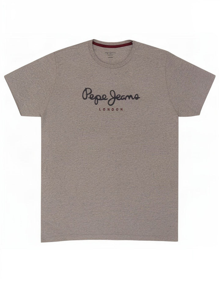 PEPE Jeans Herre Regular Grafisk T-shirt Top Medium Grey Flecked Bomuld