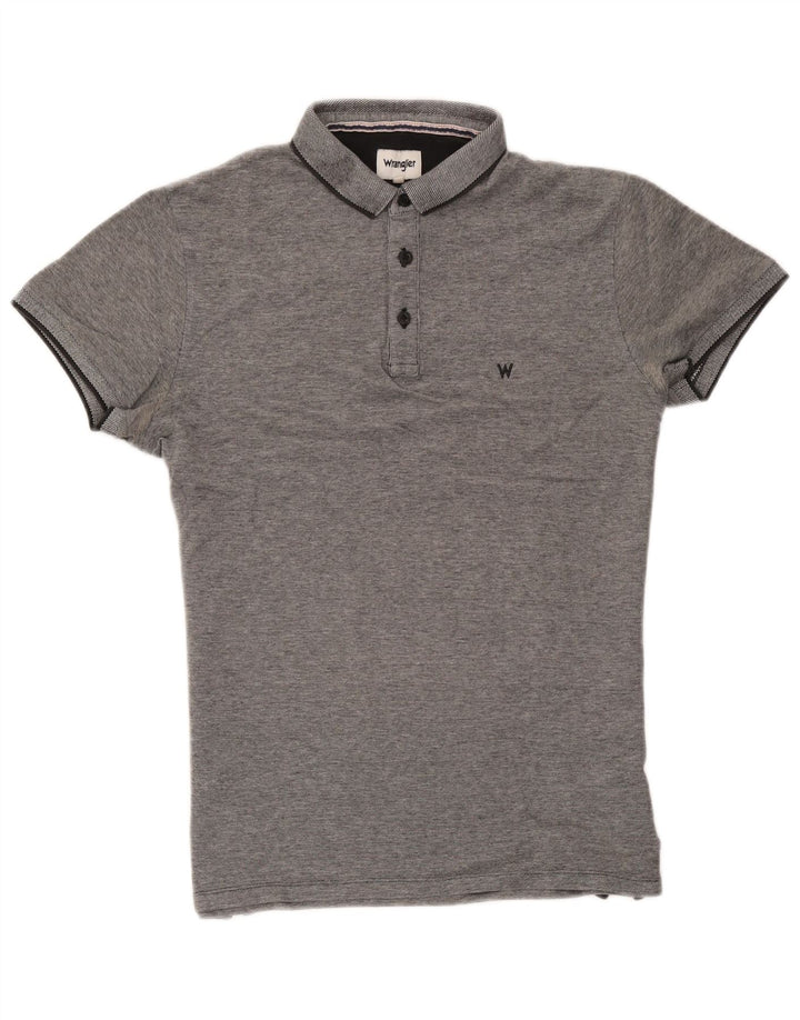 Wrangler herre poloshirt mellemgrå stribet bomuld