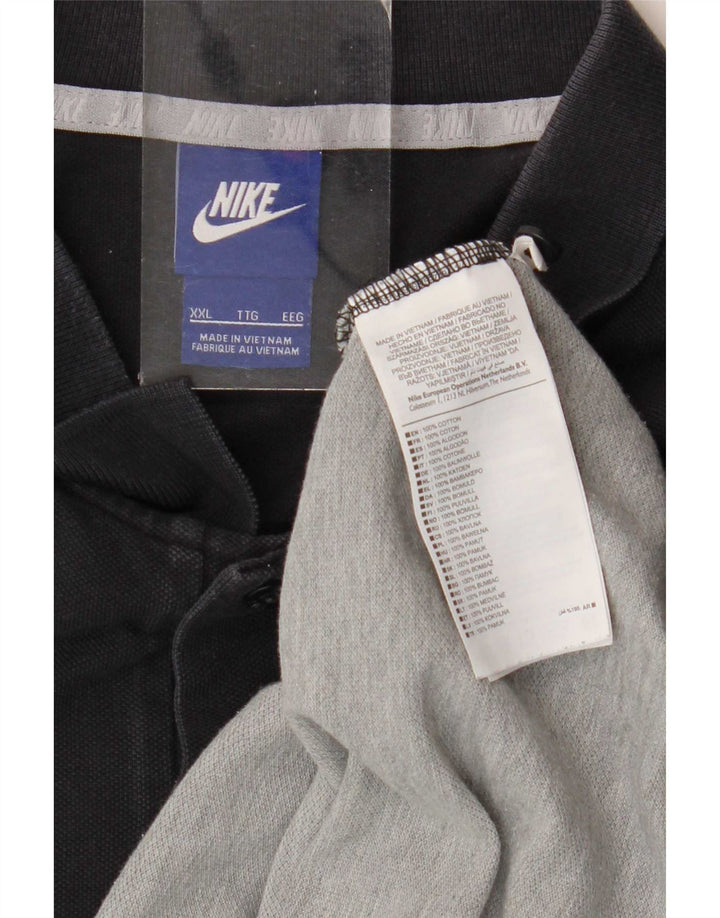 Nike Polo Shirt til mænd 2XL Sort Colourblock Bomuld