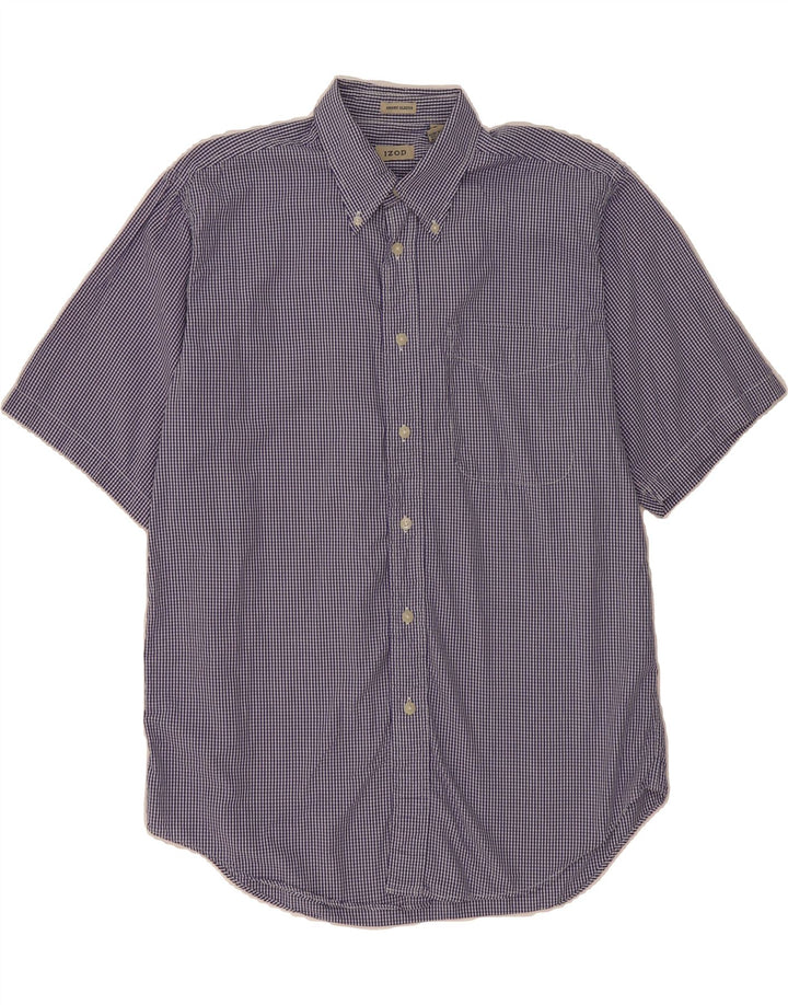 IZOD Mens Short Sleeve Shirt Medium Purple Gingham Cotton Vintage Izod and Second-Hand Izod from Messina Hembry 