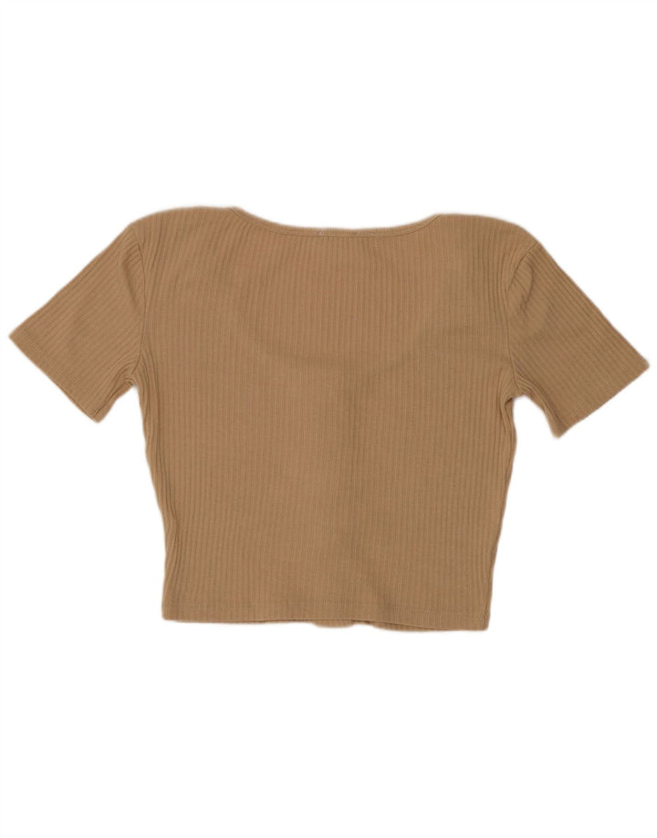Zara Dame Trafaluc Crop Cardigan Top UK 12 Medium Beige