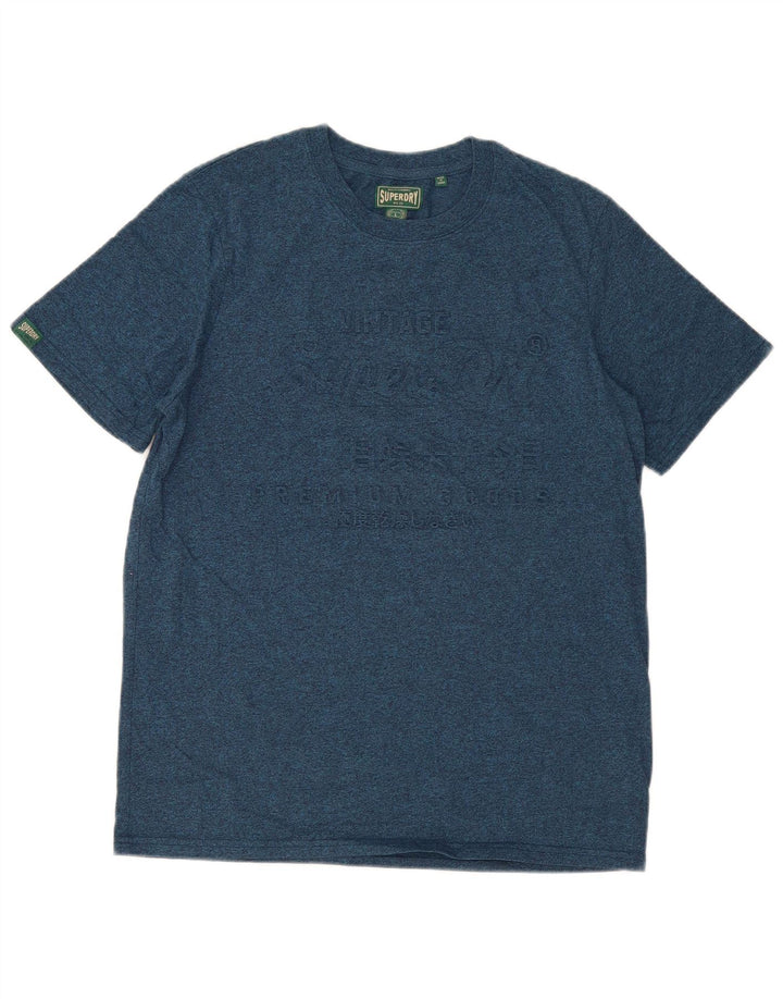Superdry Grafisk T-shirt top til mænd, stor blå flækket