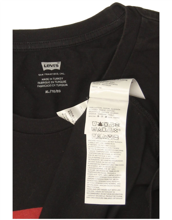 Levi's Herre grafisk T-shirt top 2XL sort bomuldslogo