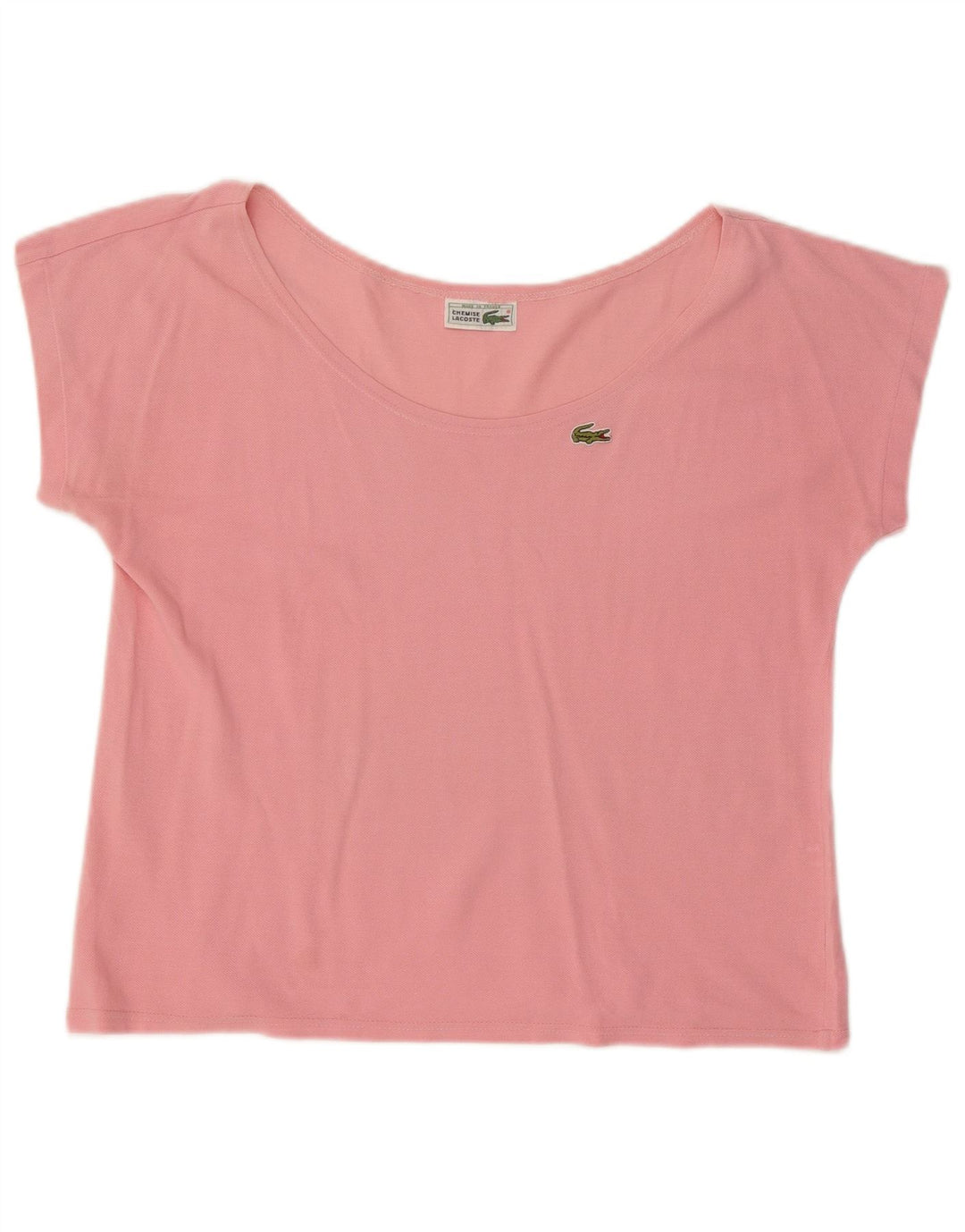 LACOSTE Dame Crop T-Shirt Top UK 16 Large Pink