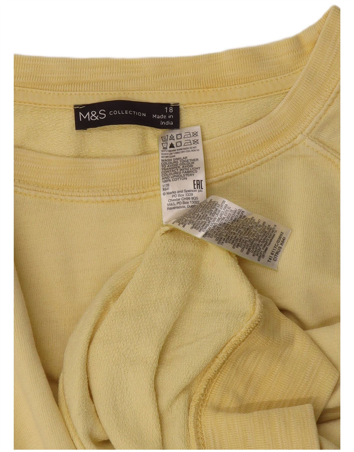 Marks & Spencer Dame Oversized Sweatshirt Jumper UK 18 XL Gul Bomuld