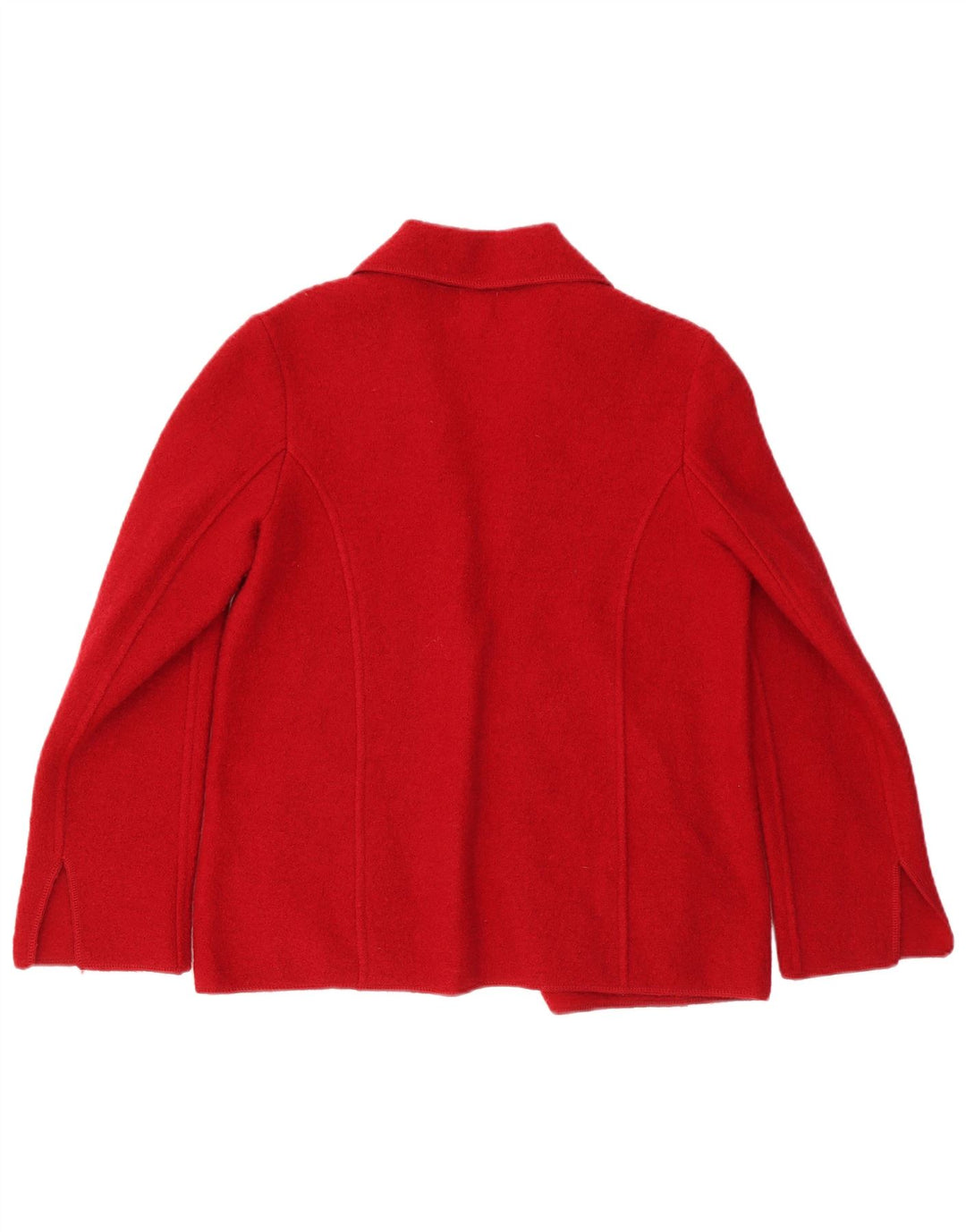 VINTAGE Dame 1-knaps blazerjakke UK 14 Medium Rød Blomsteruld