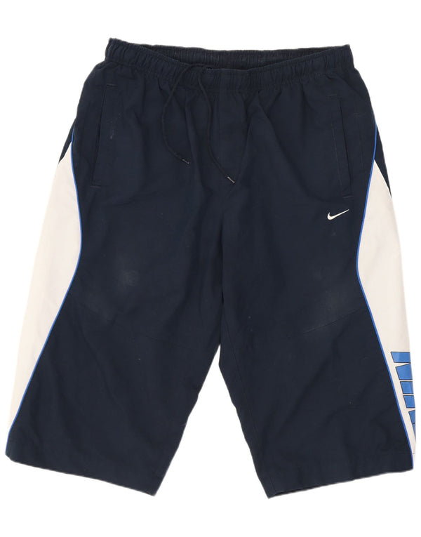 Nike Herre grafiske sportsshorts store marineblå farveblok polyestersport