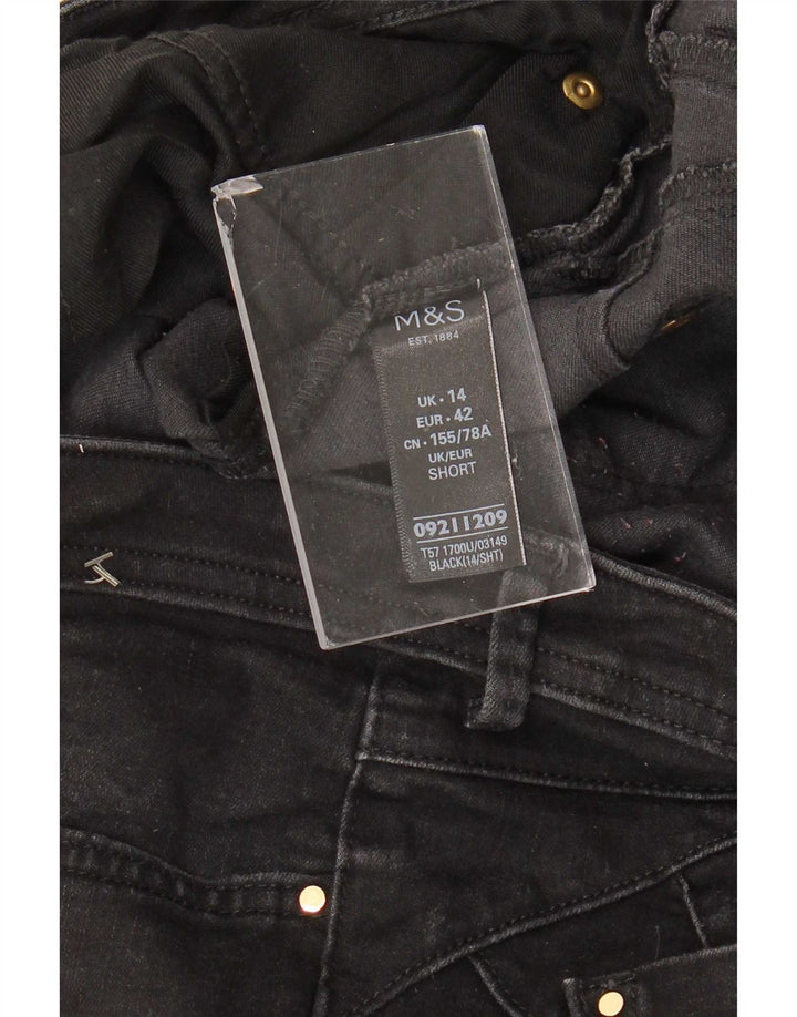 Marks & Spencer Dame Short Straight Jeans UK 14 Large W34 L27 Black