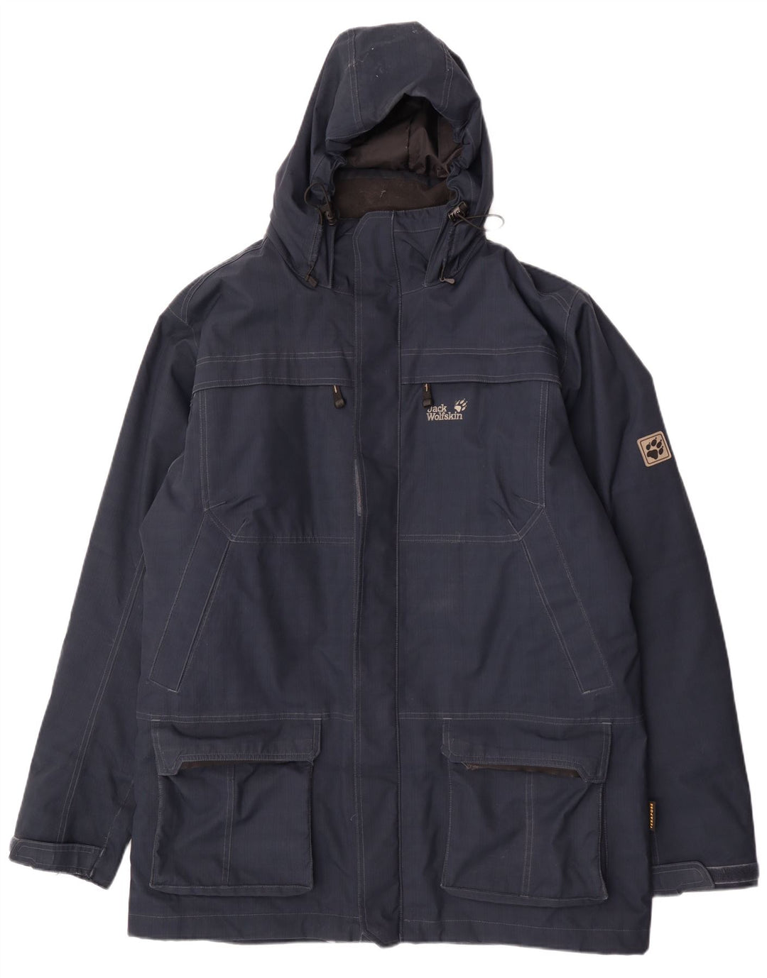 Jack Wolfskin Herre Hooded Windbreaker Coat UK 48 2XL Navy Blue Polyester