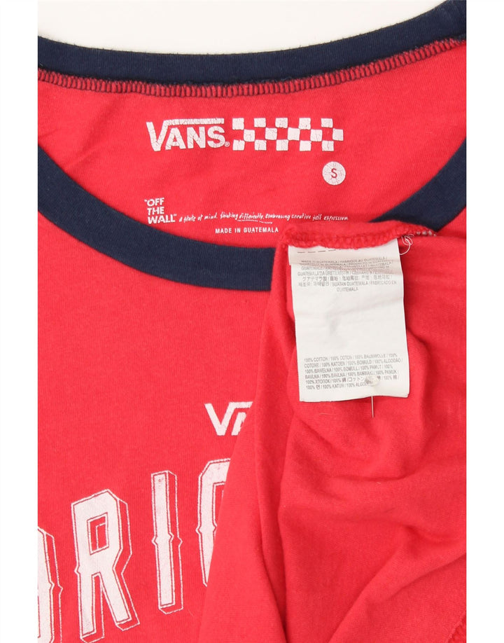 Vans Dame Crop Grafisk T-Shirt Top UK 10 Lille rødstribet bomuld