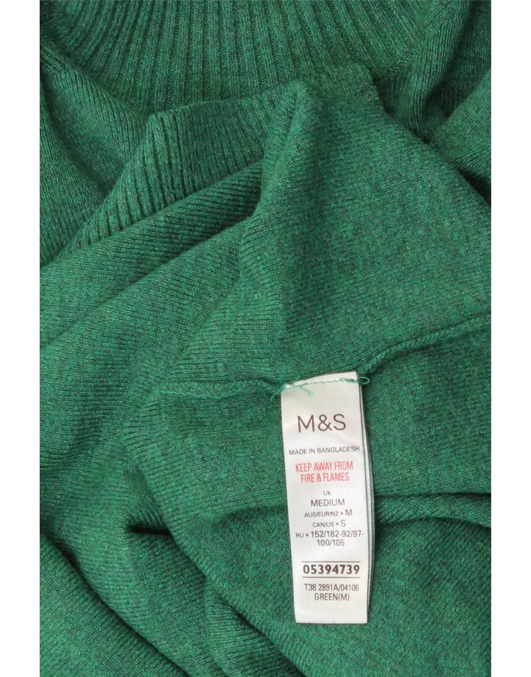 Marks & Spencer Dame Turtle Neck Jumper Sweater UK 14 Medium Green