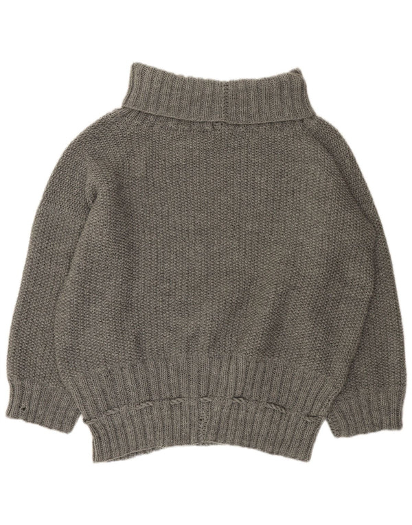 VINTAGE Dame Oversized rullehals sweater UK 22 3XL Grå