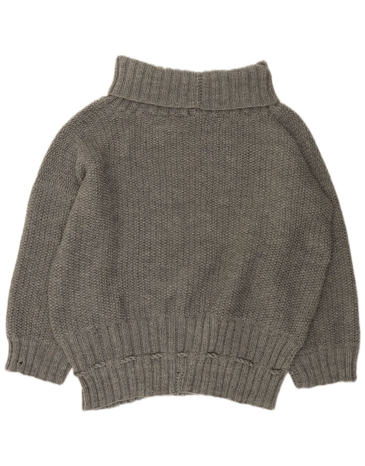 VINTAGE Dame Oversized rullehals sweater UK 22 3XL Grå