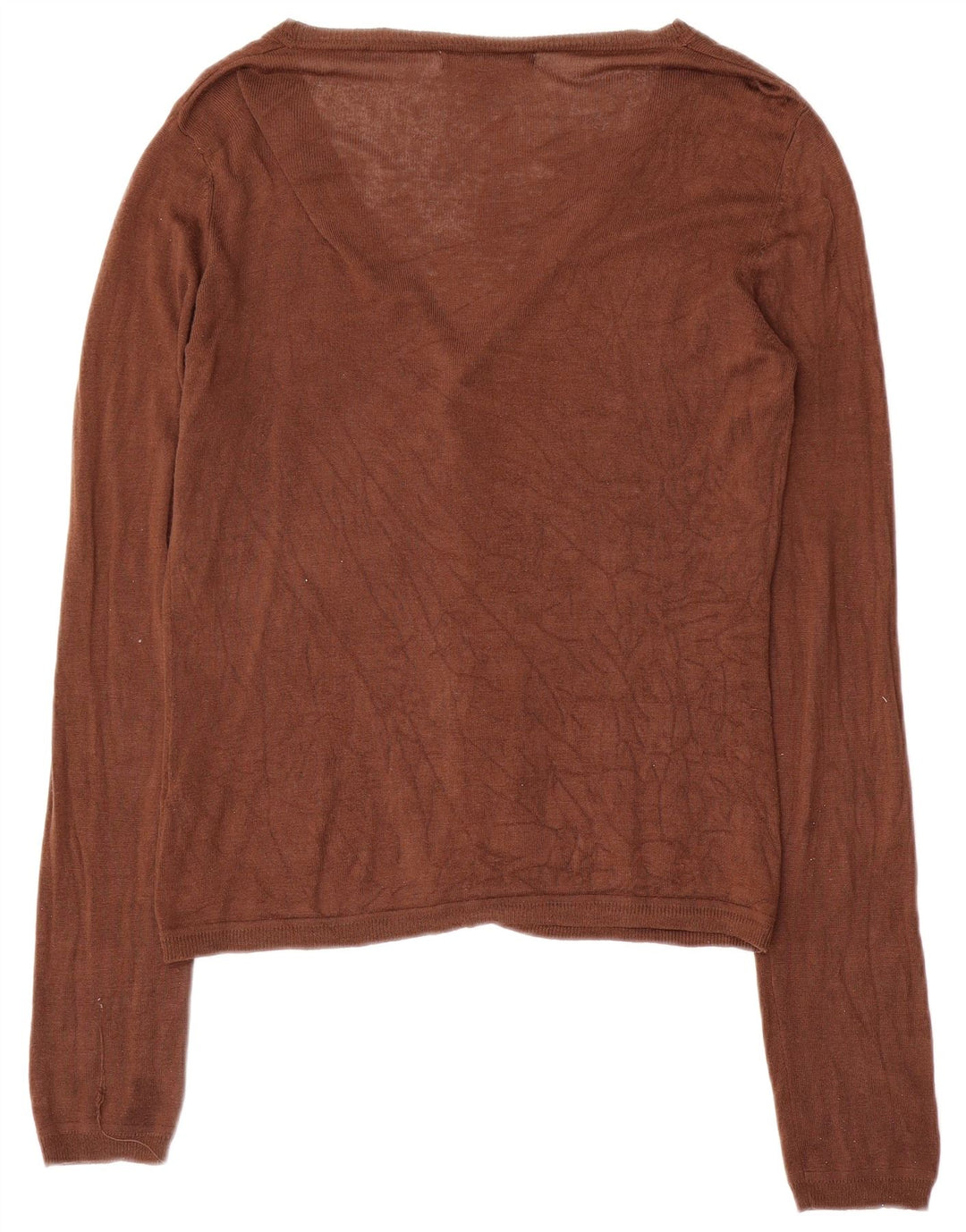 Zara Dame Cardigan Sweater UK 16 Large Brown Rayon
