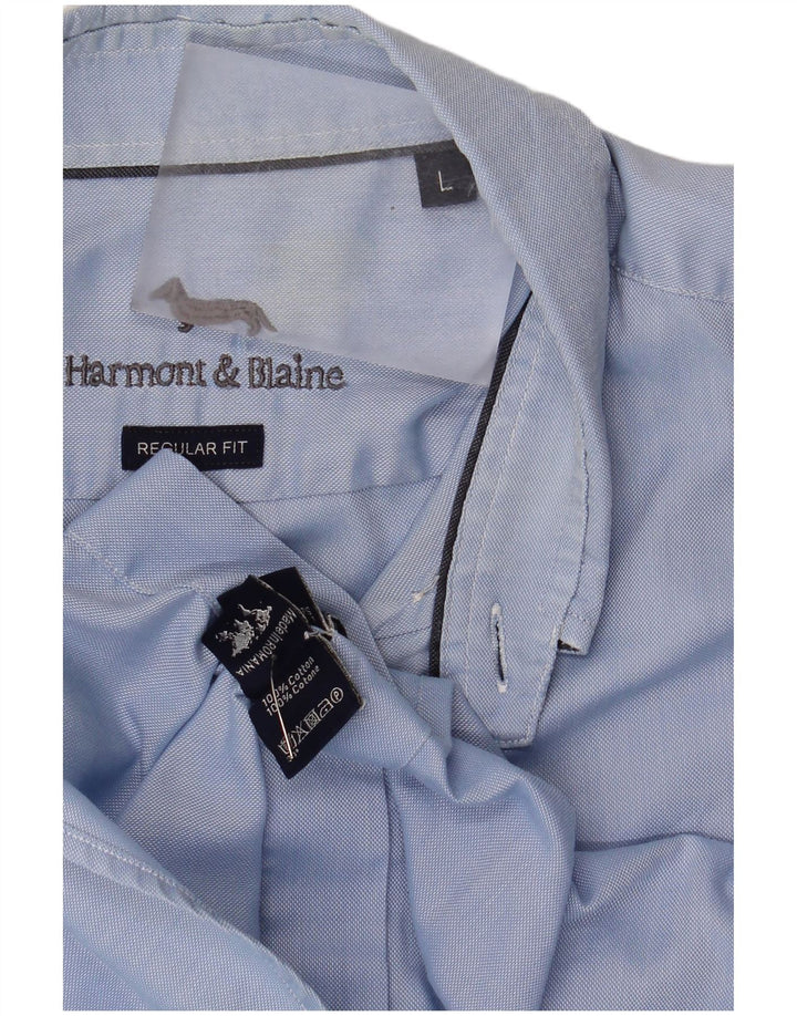 Harmont & Blaine Herre Regular Fit skjorte Stor blå bomuld