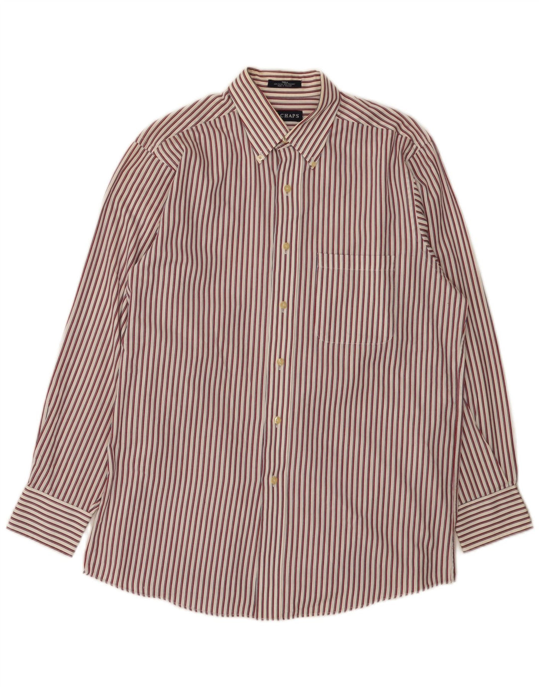 Chaps Herre Flanelskjorte Størrelse 15 1/2 Medium Rød Nålestribet Bomuld