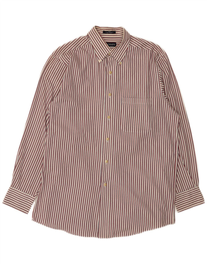 Chaps Herre Flanelskjorte Størrelse 15 1/2 Medium Rød Nålestribet Bomuld