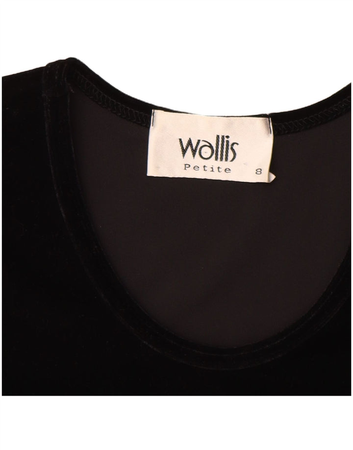 Wallis Womens Petite Velour Vest Top UK 8 Small Black Polyester