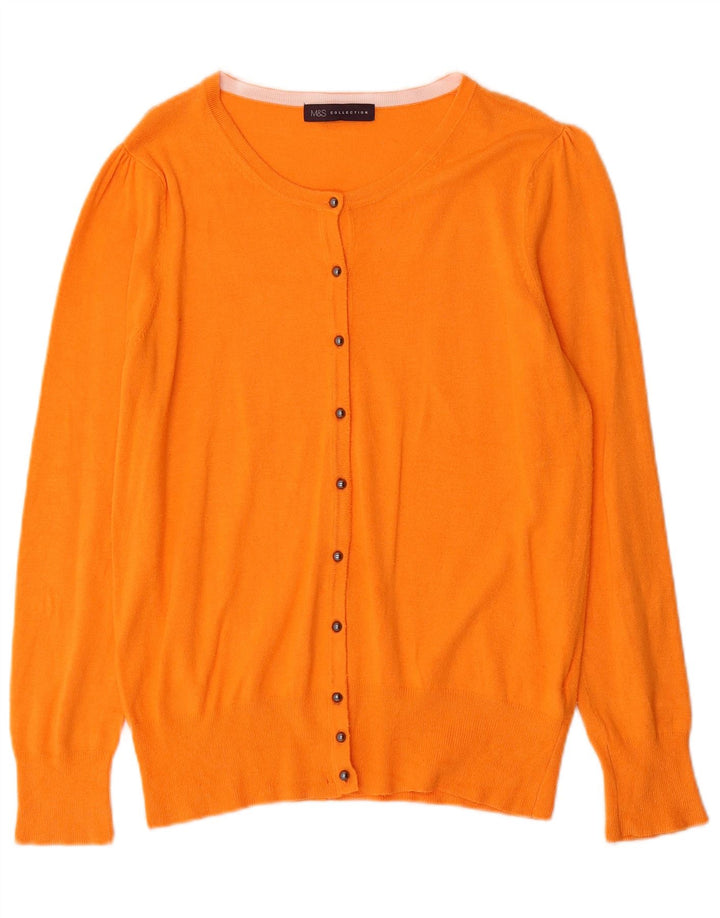 Marks & Spencer Dame Cardigan Sweater UK 12 Medium Orange Viscose