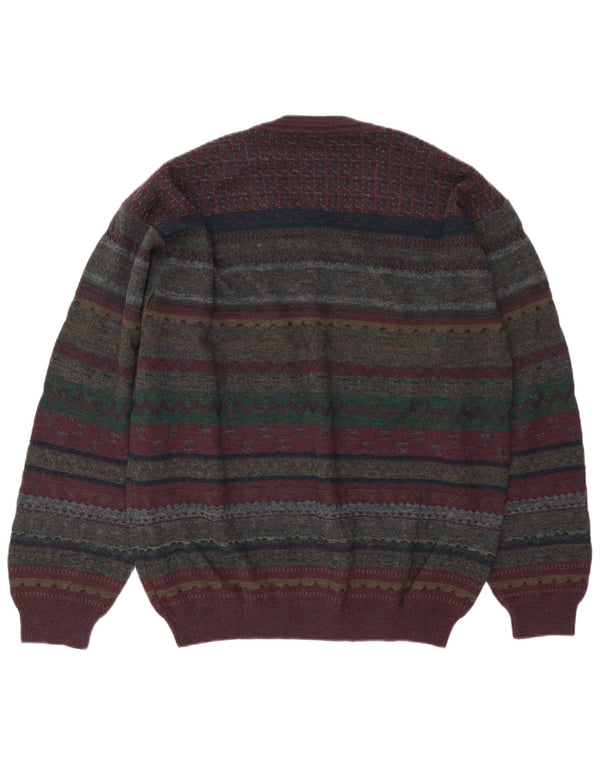 Rodes Herre V-hals sweater Stor flerfarvet Fair Isle Virgin Wool