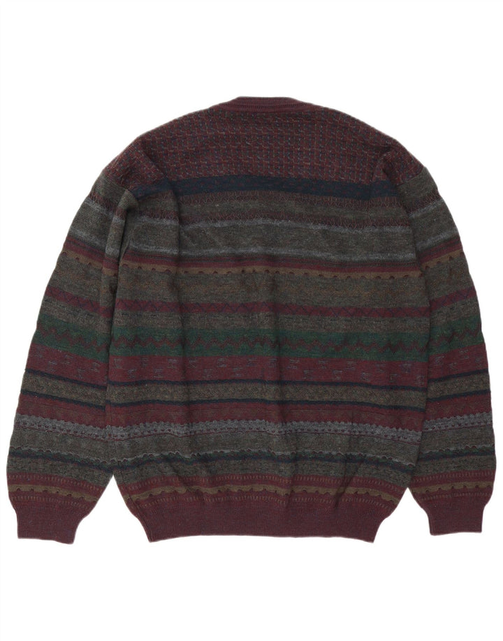 Rodes Herre V-hals sweater Stor flerfarvet Fair Isle Virgin Wool