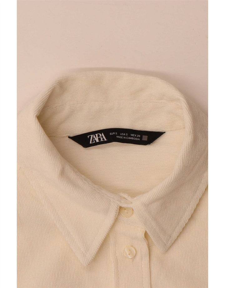 Zara Womens Overshirt Oversized skjorte UK 10 Small Off White Polyester