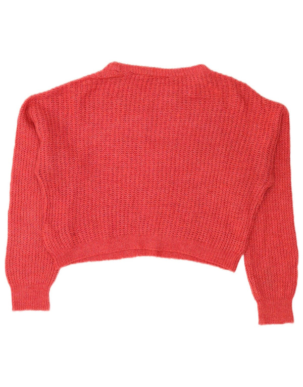 Topshop Dame Loose Fit Crop Crew Neck Jumper Sweater UK 10 Small Red