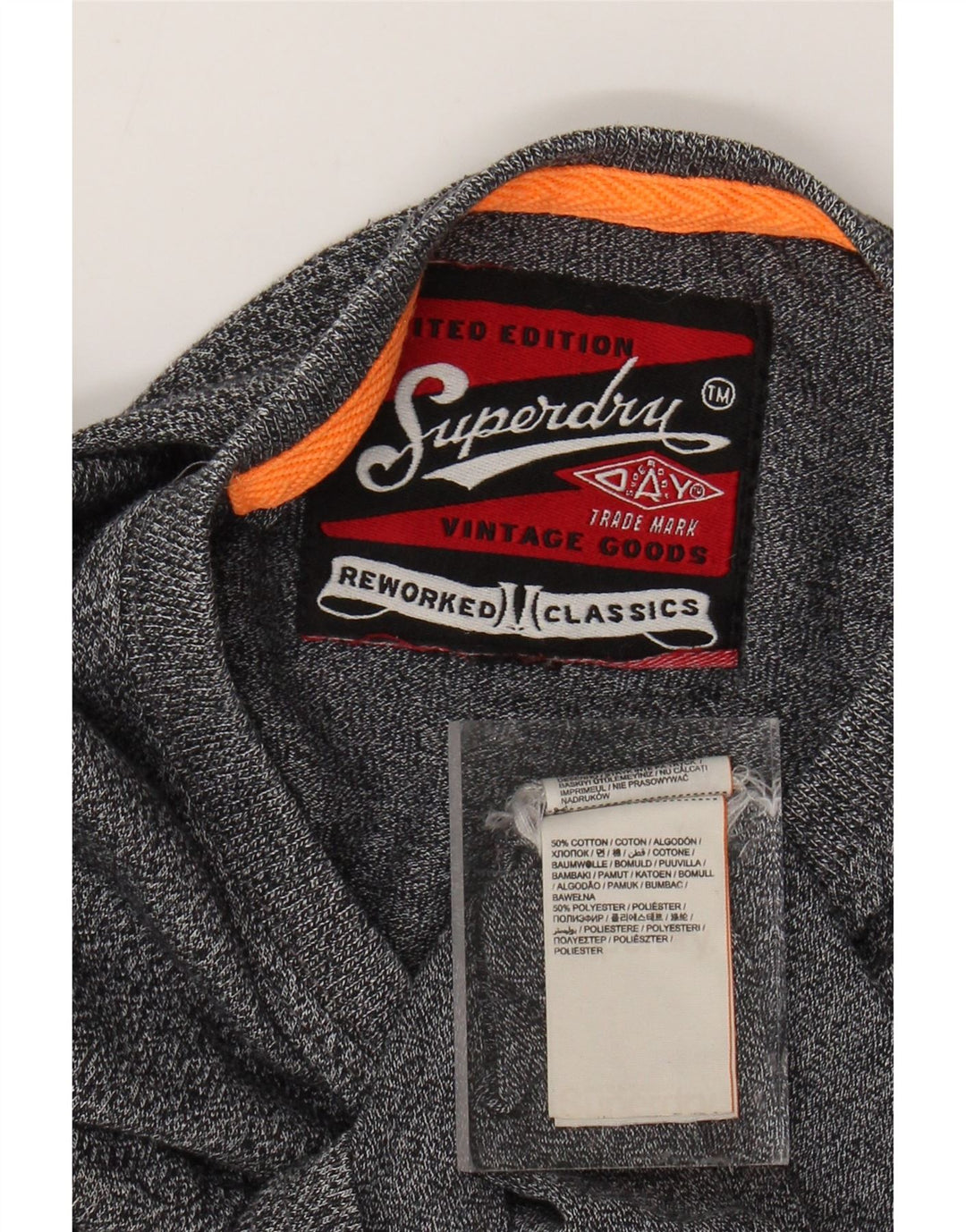 SUPERDRY Herre grafisk T-shirt top mellemgrå flækket bomuld