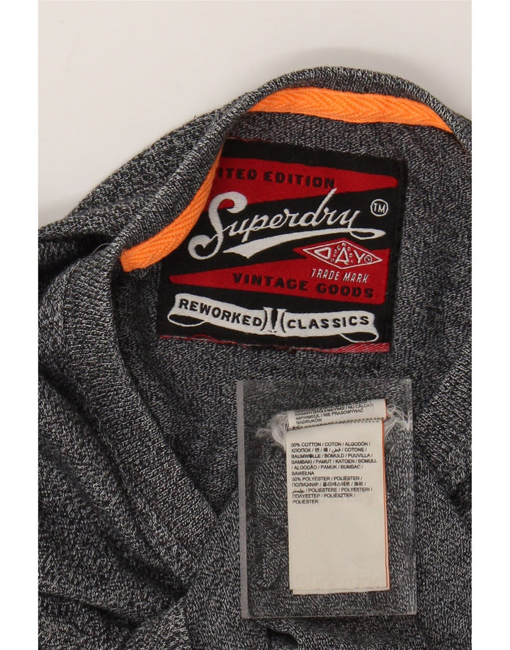 SUPERDRY Herre grafisk T-shirt top mellemgrå flækket bomuld