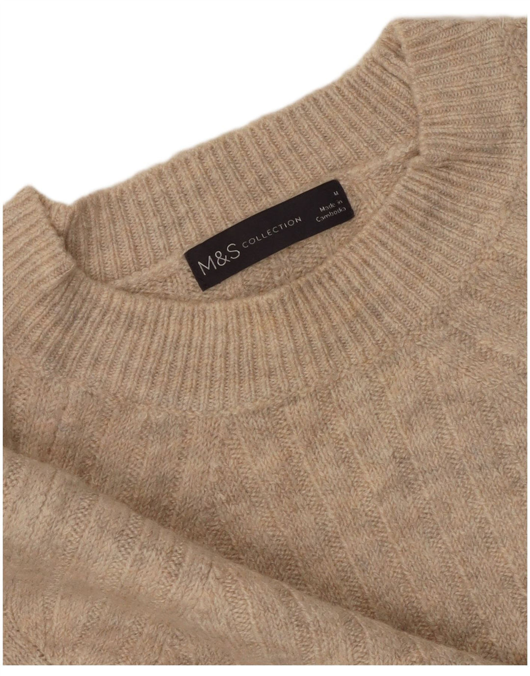 MARKS & SPENCER Dame sweater med rund hals DK 14 Medium Beige